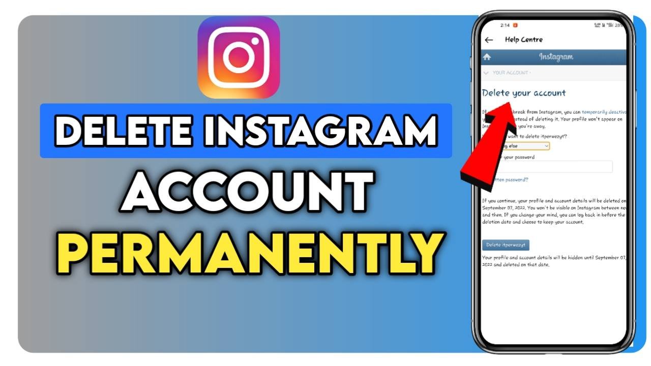 instagram account delete link